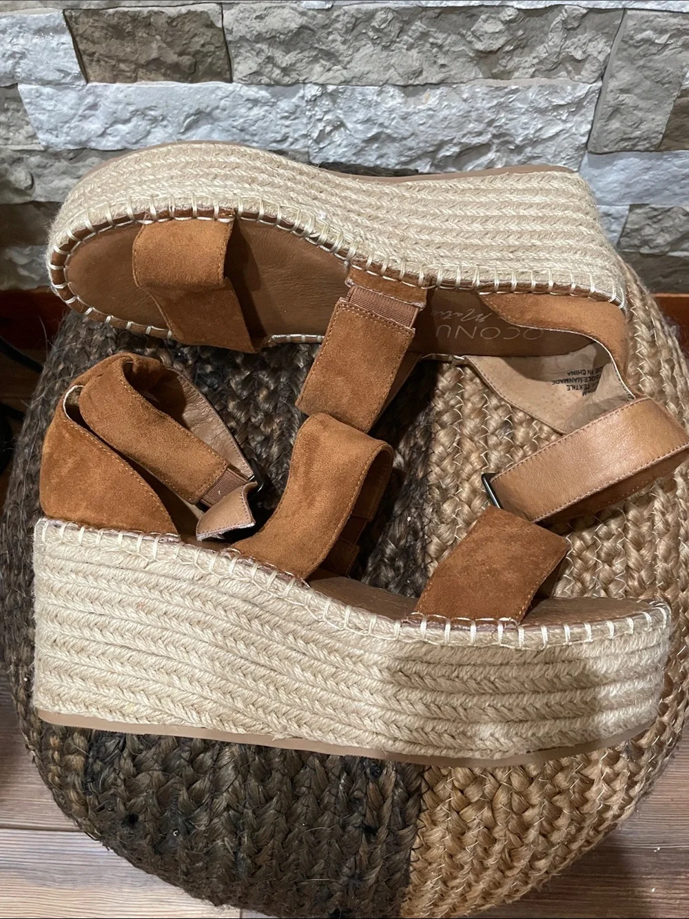 COCONUTS By MATISSE Women's Tan Espadrille Platform Sandals Sz 8 1/2